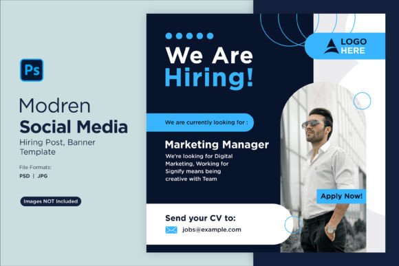 Attract Top Talent with the We Are Hiring Social Media Post 58 Template