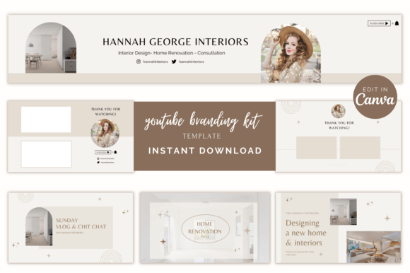 Boho Youtube Branding Kit Canva